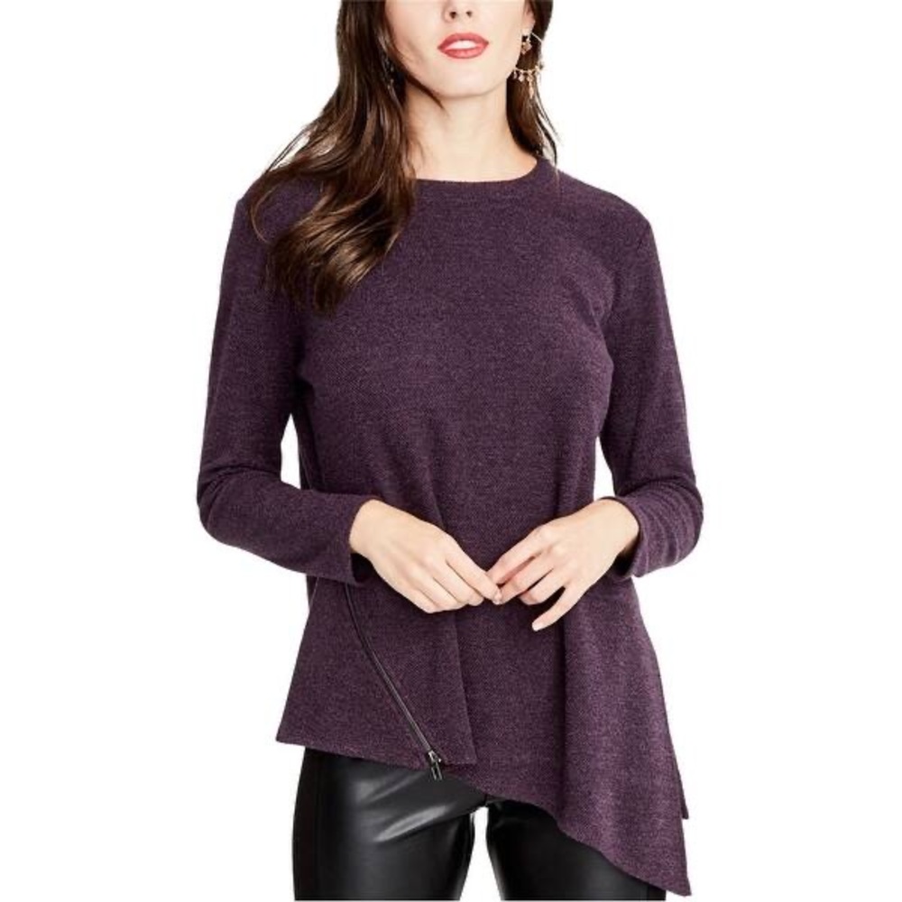 NEW RACHEL Rachel Roy Purple Betty Side Zip Sweater